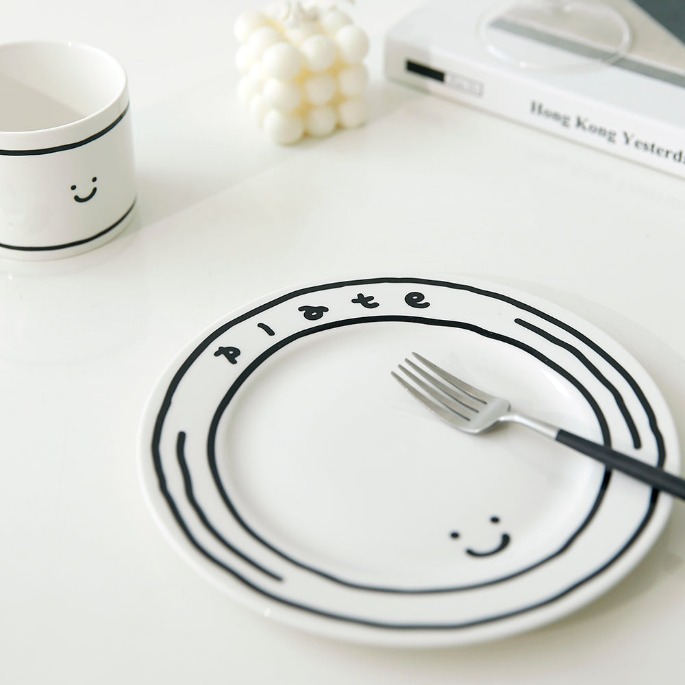 플라라 카툰 스마일 3종세트 – 접시, 쿠프, 머그컵 (Plara Cartoon Smile 3-Piece Set – Plate, Bowl & Mug)