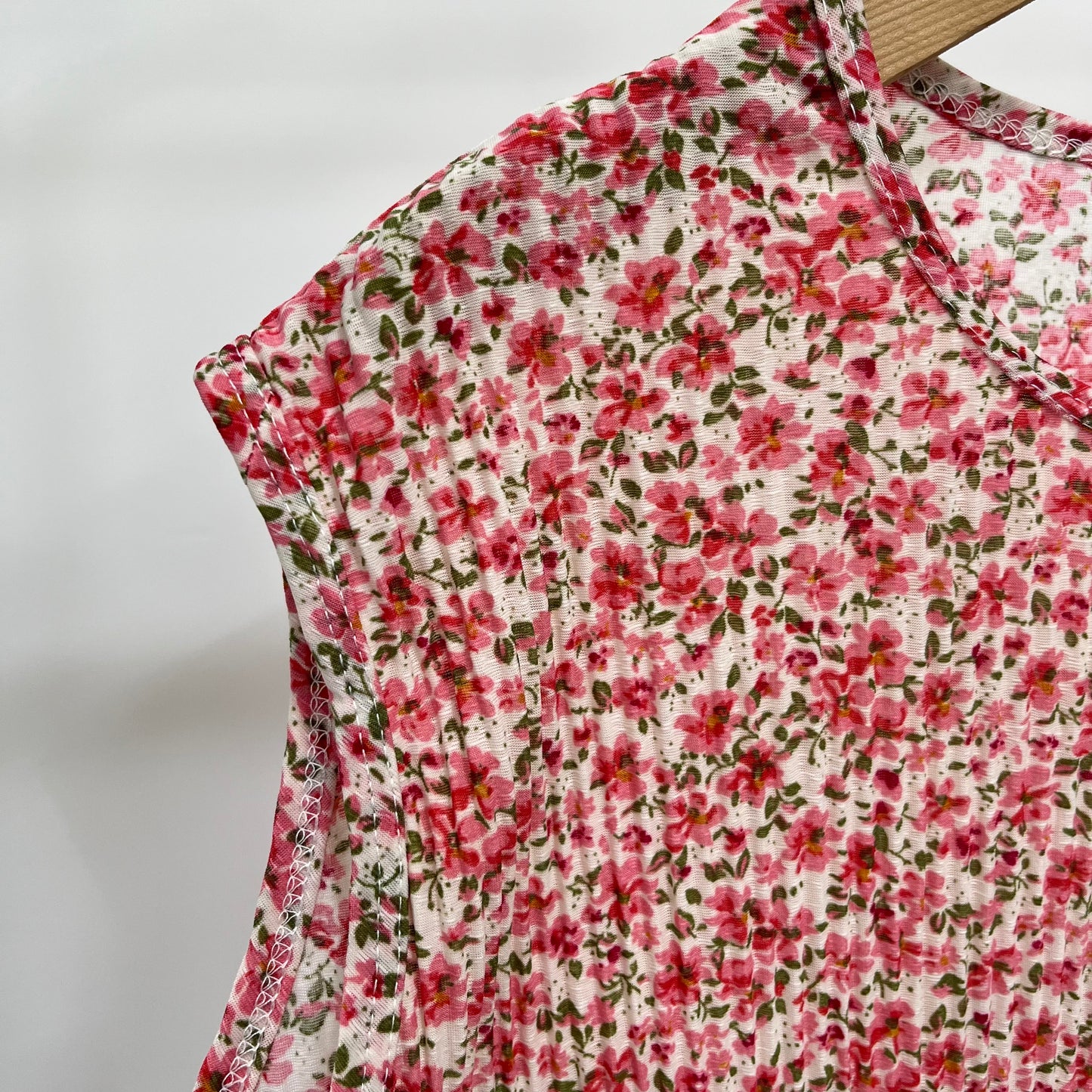 Floral Pleats Sleeveless Top & Shorts Set – Cooling Fabric 여름준비하세요 꽃플리츠 냉장고 나시 상하세트