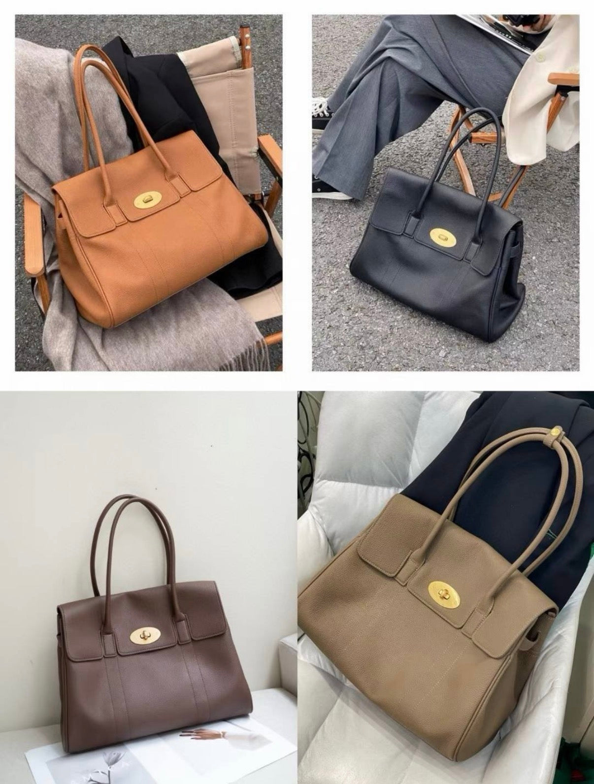 클래식 레더 락 토트백 Classic Leather Lock Tote