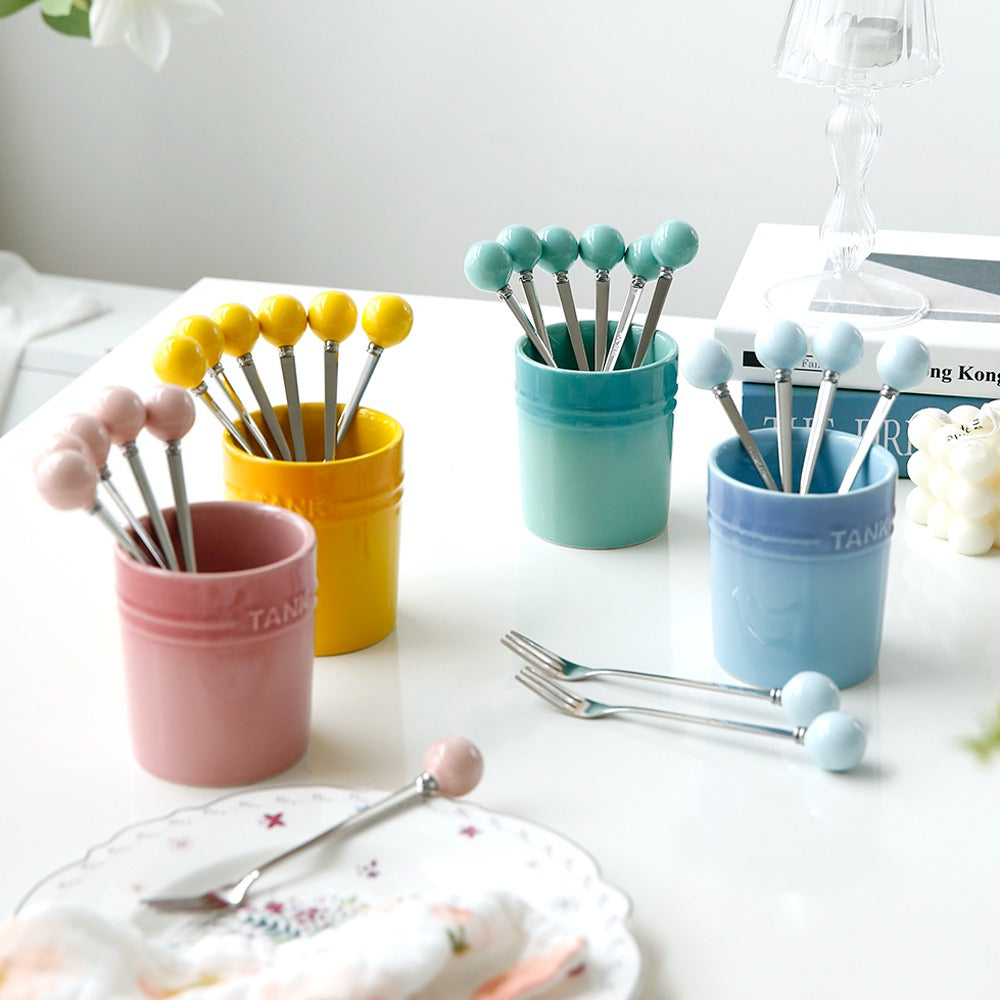 플라라 그라데이션 티포크 세트 (6P + 보관함) – 4 Colors Plara Gradient Tea Fork Set (6 Forks + Holder) – 4 Colors