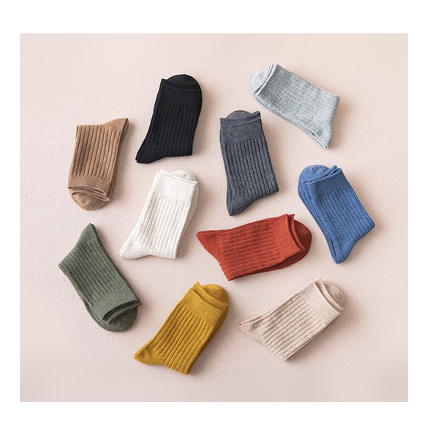 🌈심플컬러 골지 중목양말🌈10세트 랜덤컬러