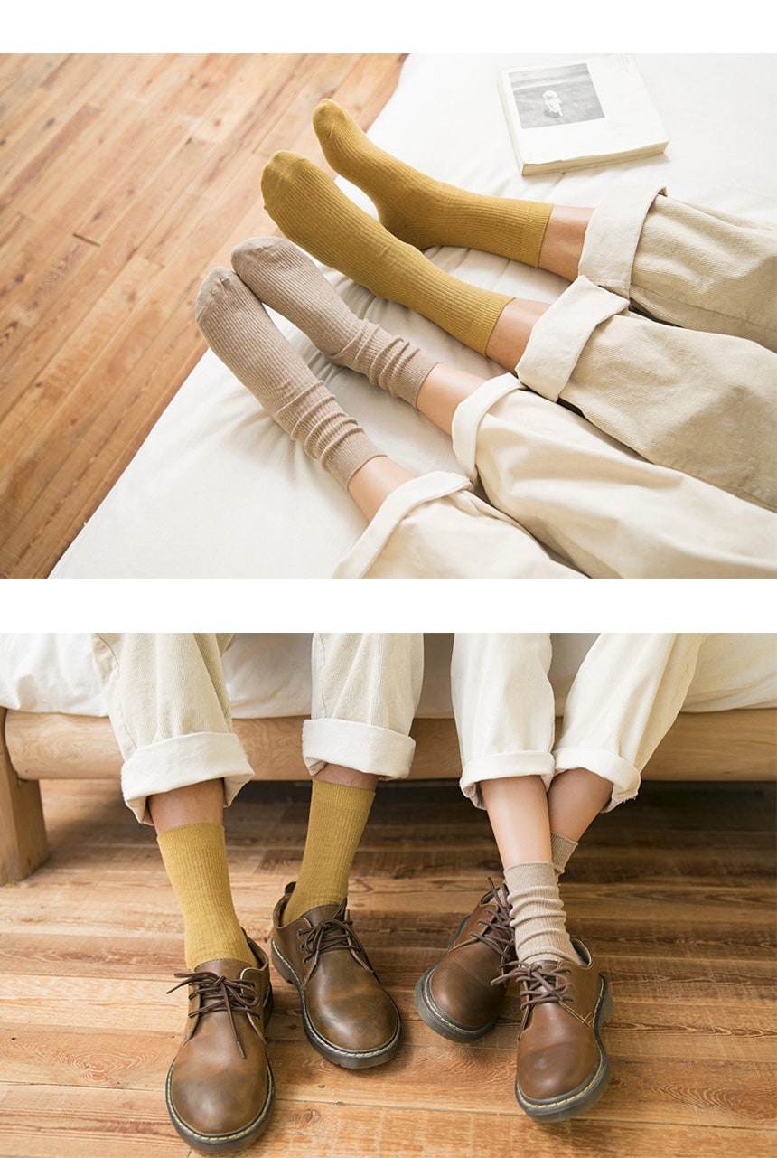 🌈심플컬러 골지 중목양말🌈10세트 랜덤컬러