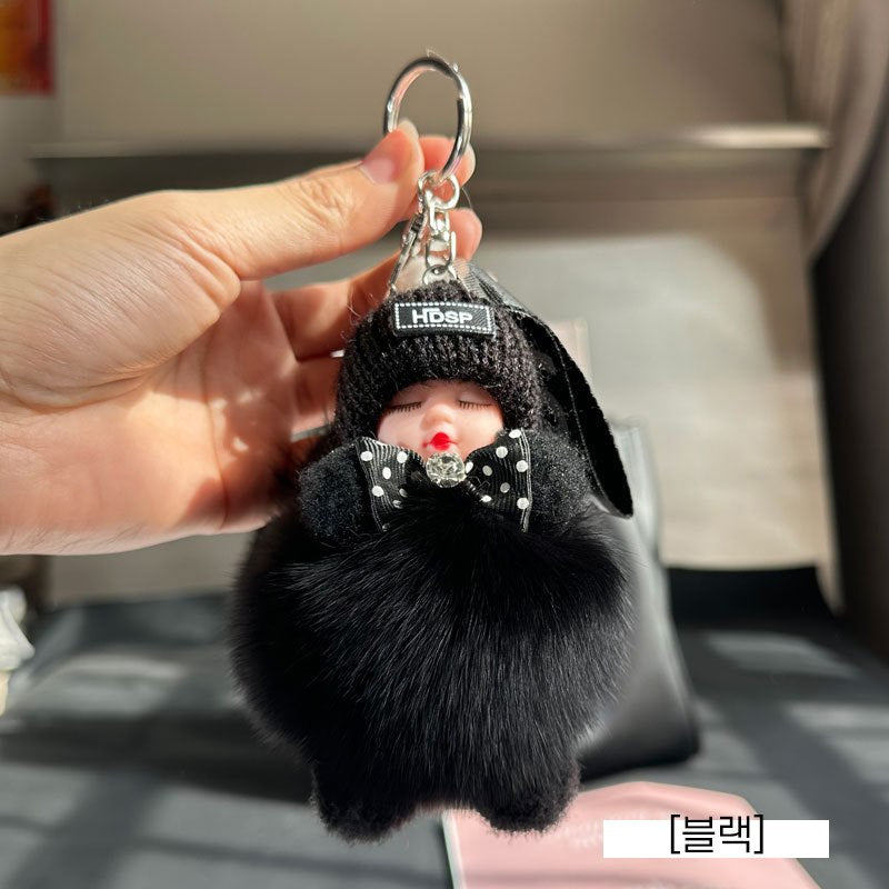 눈감은 아기퍼 키링