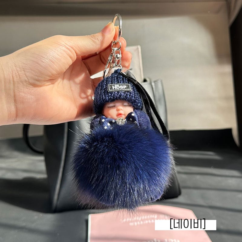 눈감은 아기퍼 키링