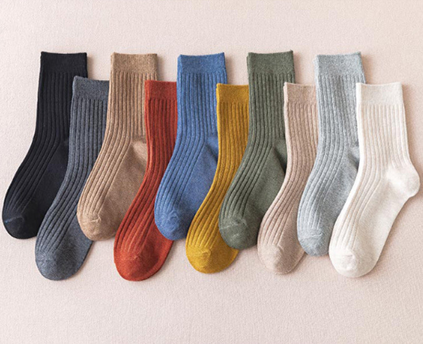 🌈심플컬러 골지 중목양말🌈10세트 랜덤컬러