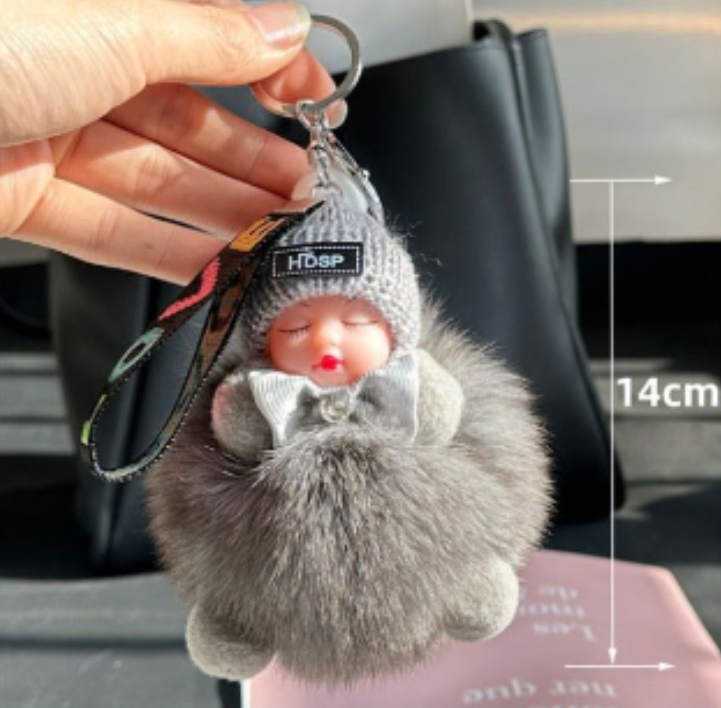 눈감은 아기퍼 키링