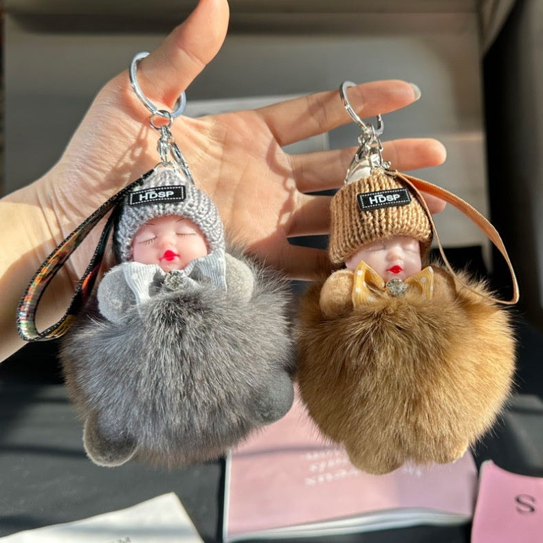 눈감은 아기퍼 키링