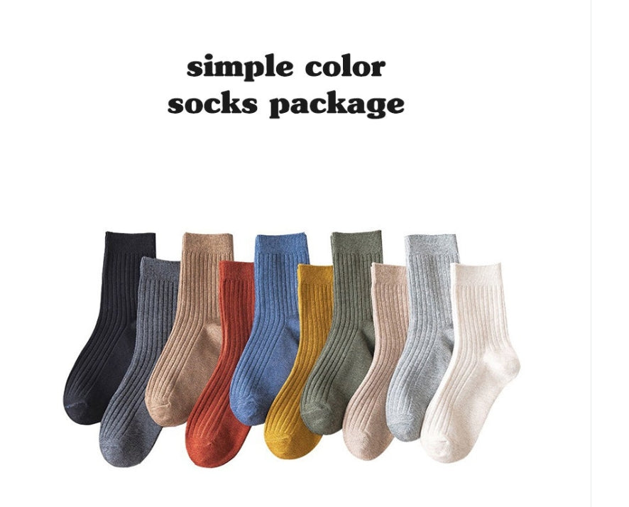 🌈심플컬러 골지 중목양말🌈10세트 랜덤컬러