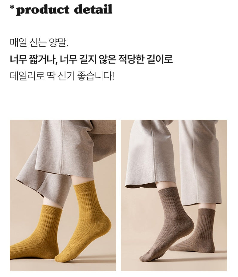 🌈심플컬러 골지 중목양말🌈10세트 랜덤컬러