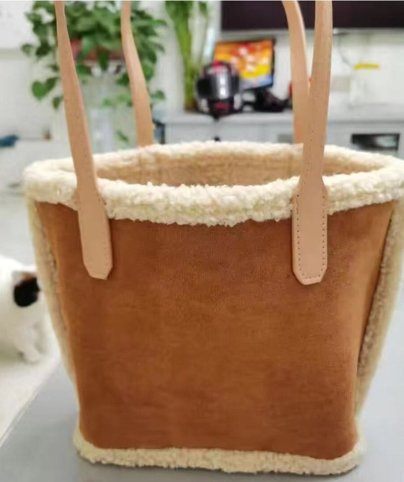 플러시 스웨이드 핸드백