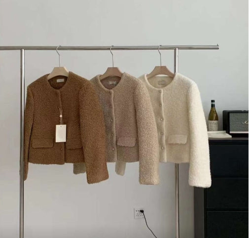 부클 라운드 자켓  울50(3color)Premium Cozy Shearling Button Jacket