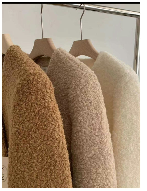 부클 라운드 자켓  울50(3color)Premium Cozy Shearling Button Jacket