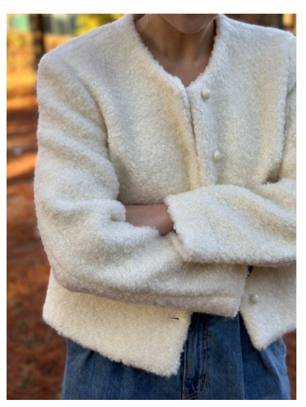 부클 라운드 자켓  울50(3color)Premium Cozy Shearling Button Jacket