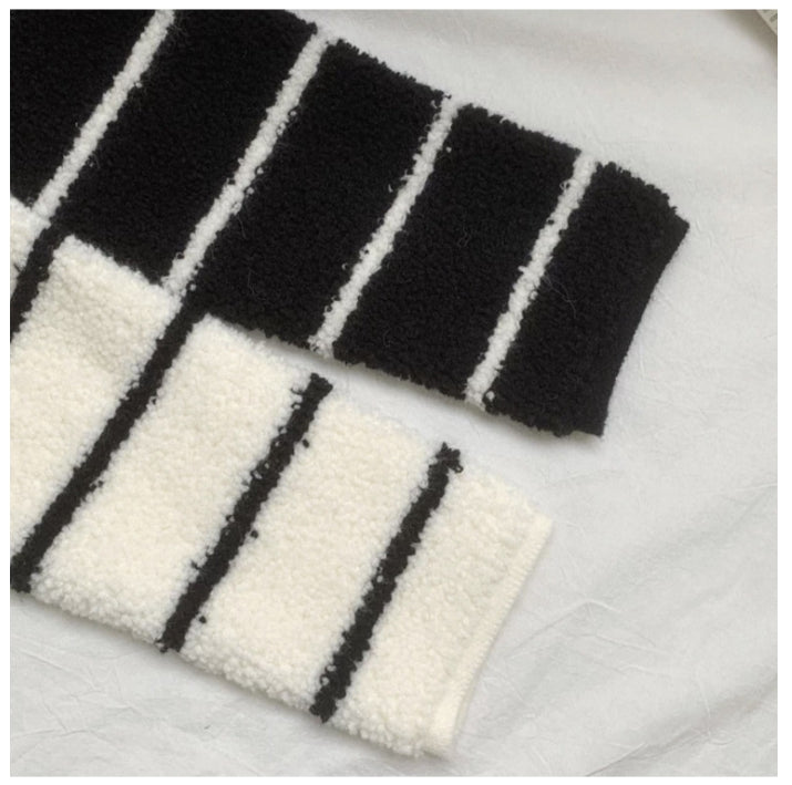 부클믹스가디건 (블랙,아이보 스트라이프)