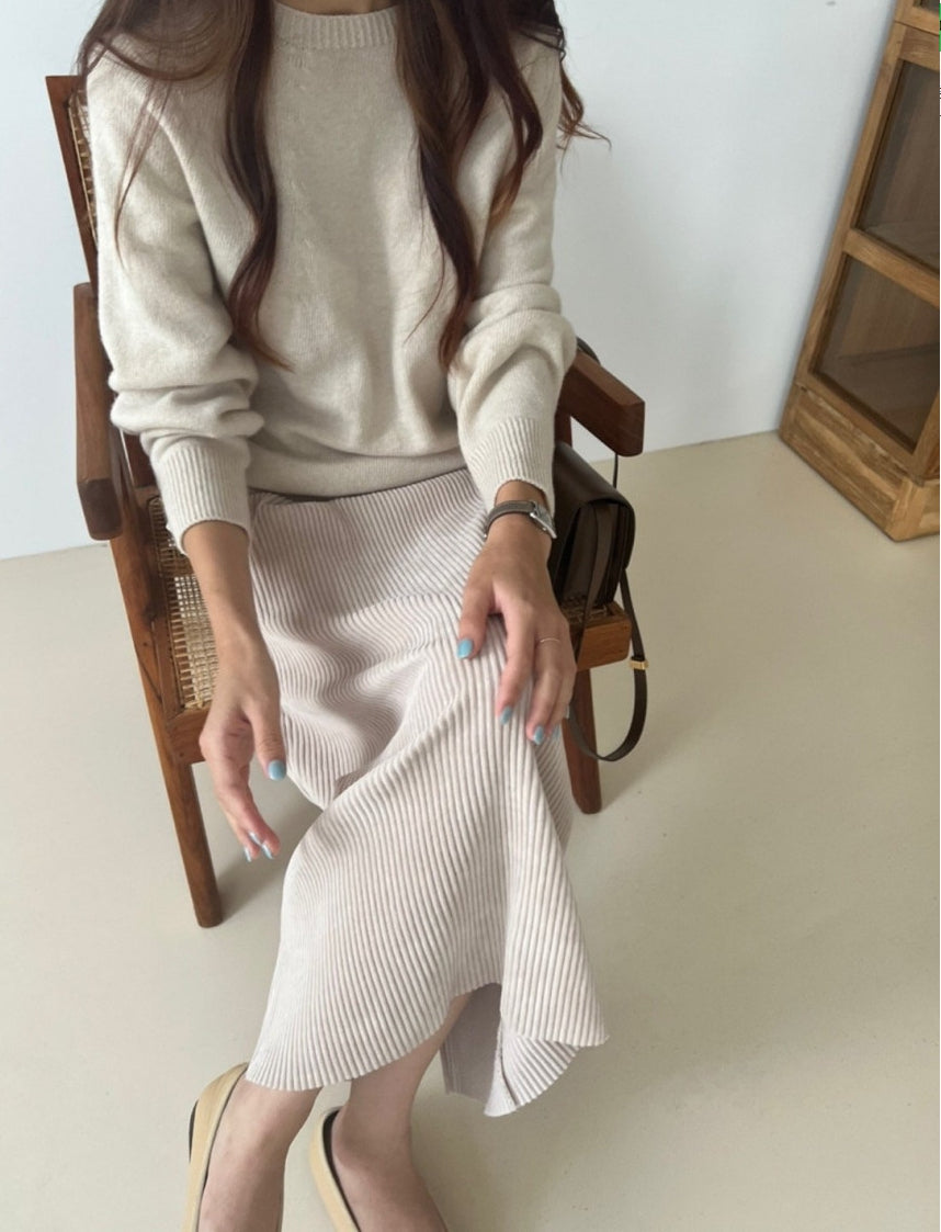 25FW 럭키룸 롱 골지 벨로아 스커트 H라인치마 롱치마 1+1