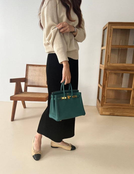 25FW 럭키룸 롱 골지 벨로아 스커트 H라인치마 롱치마 1+1