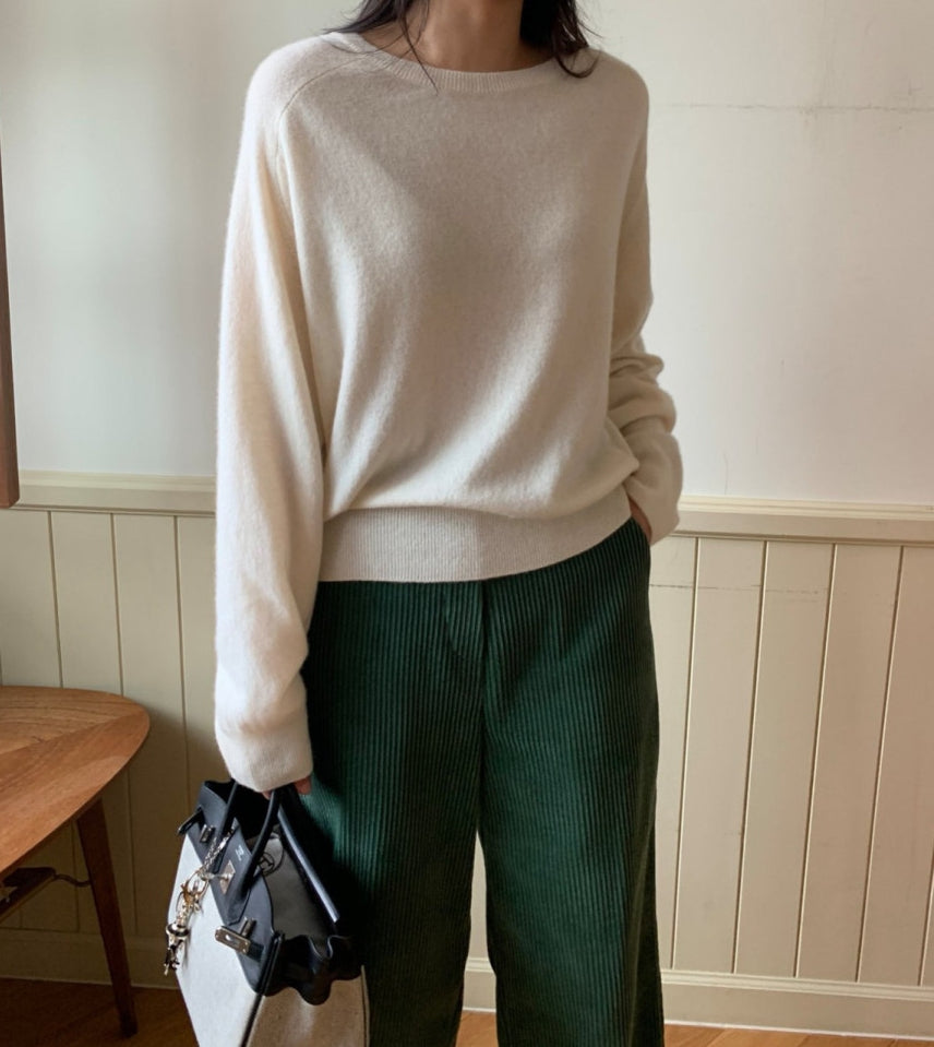 럭키룸 25 FW 캐시새들라운드 니트