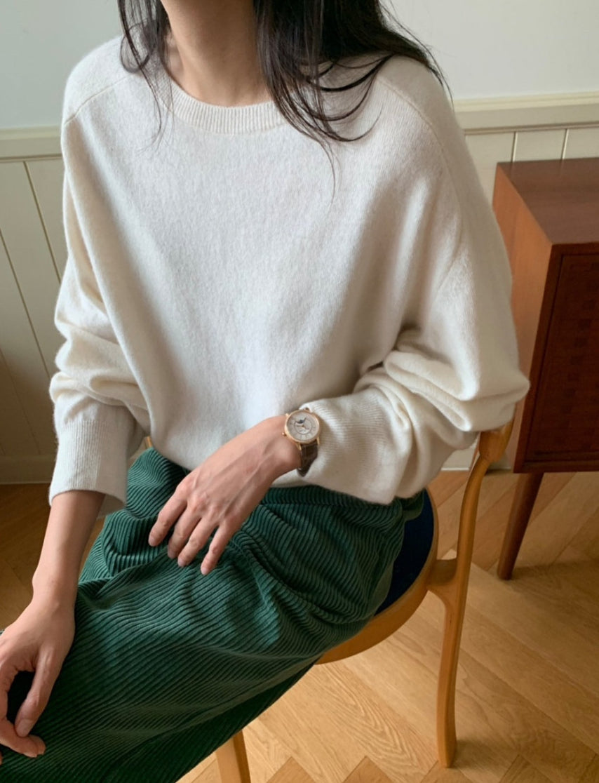 럭키룸 25 FW 캐시새들라운드 니트