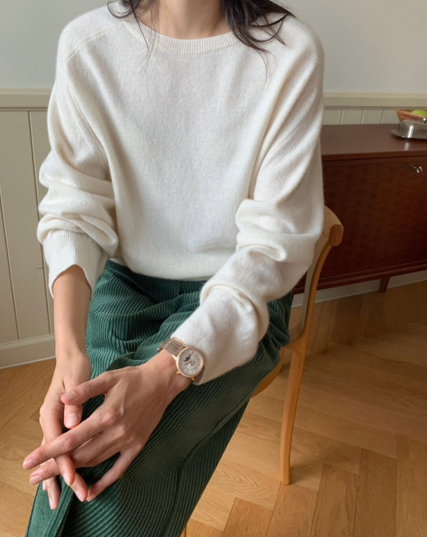 럭키룸 25 FW 캐시새들라운드 니트