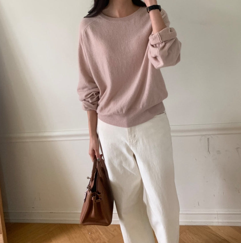 럭키룸 25 FW 캐시새들라운드 니트