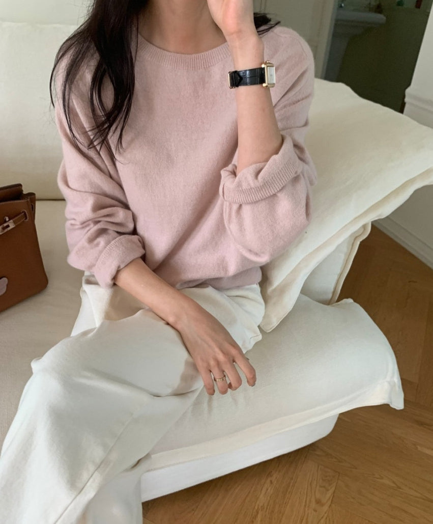 럭키룸 25 FW 캐시새들라운드 니트