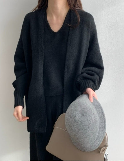 소프트 울 니트 3피스 세트 (가디건+나시+팬츠)