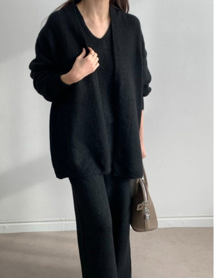 소프트 울 니트 3피스 세트 (가디건+나시+팬츠)