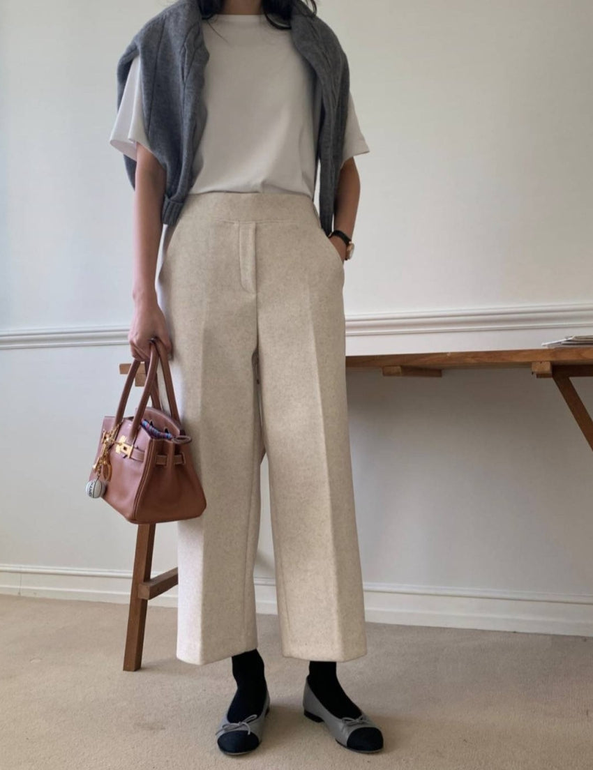 럭키룸 롱 뒷밴딩 울 팬츠(55~77)