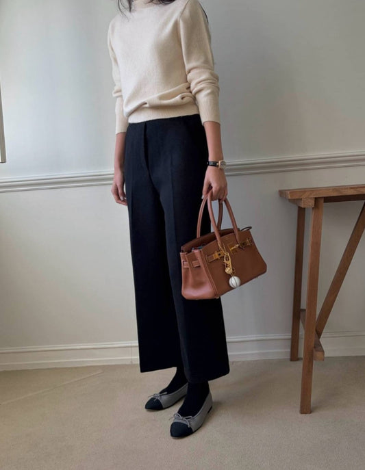 럭키룸 롱 뒷밴딩 울 팬츠(55~77)