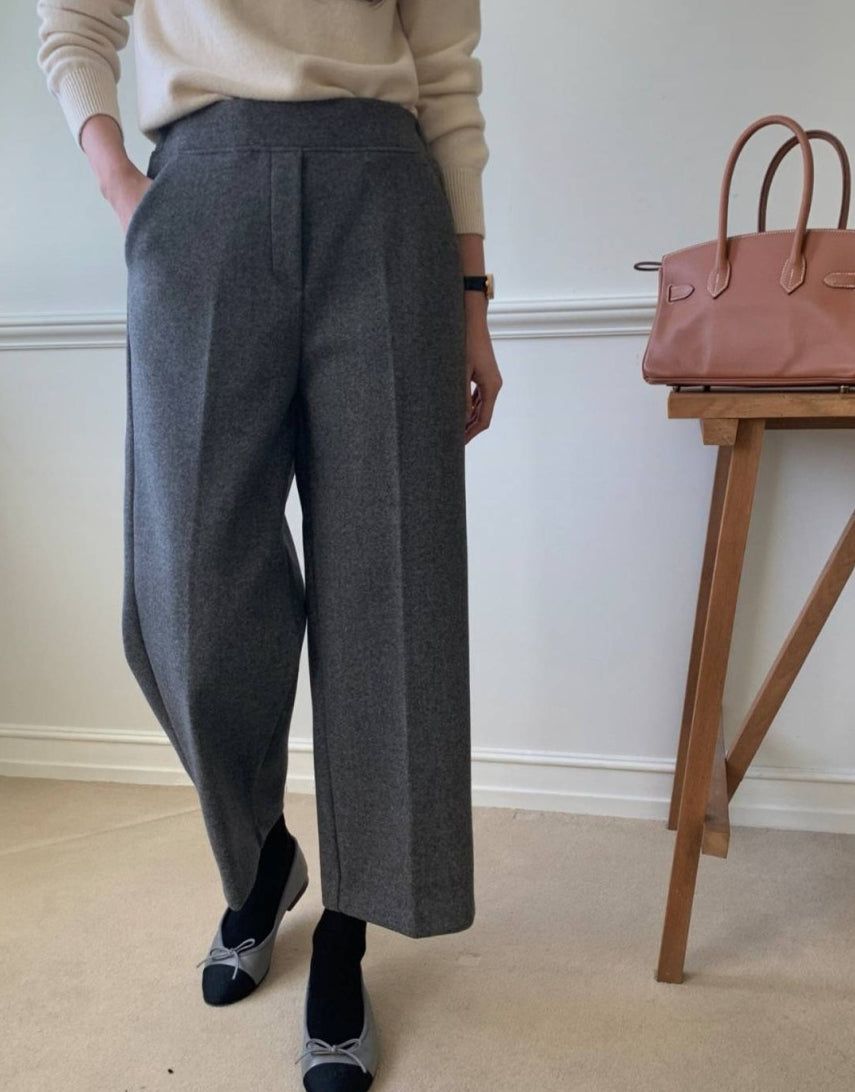 럭키룸 롱 뒷밴딩 울 팬츠(55~77)