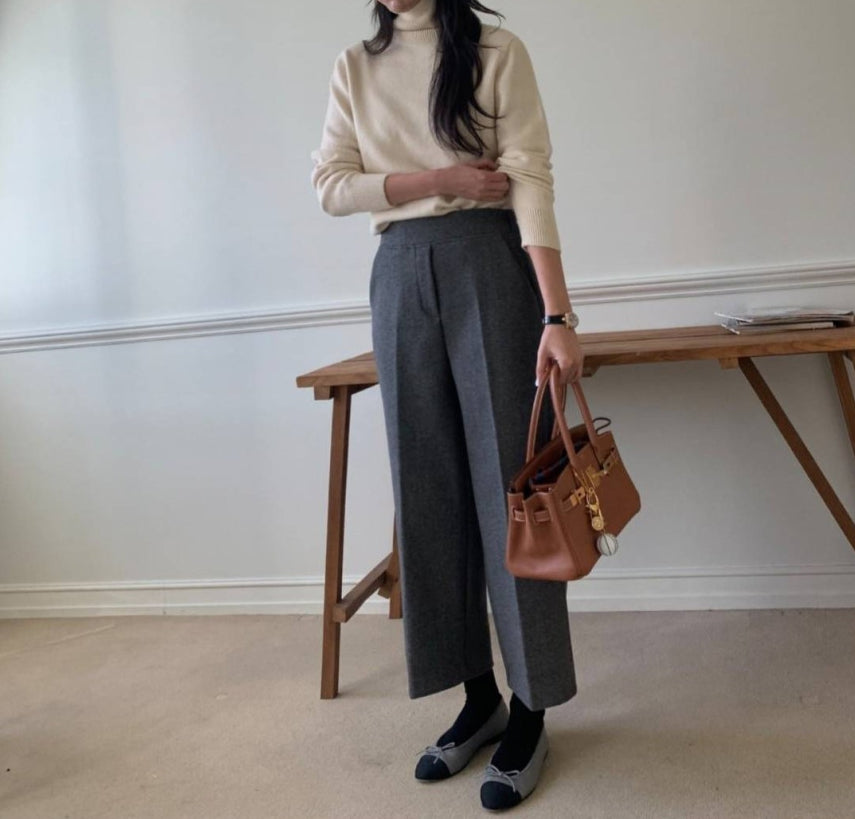 럭키룸 롱 뒷밴딩 울 팬츠(55~77)