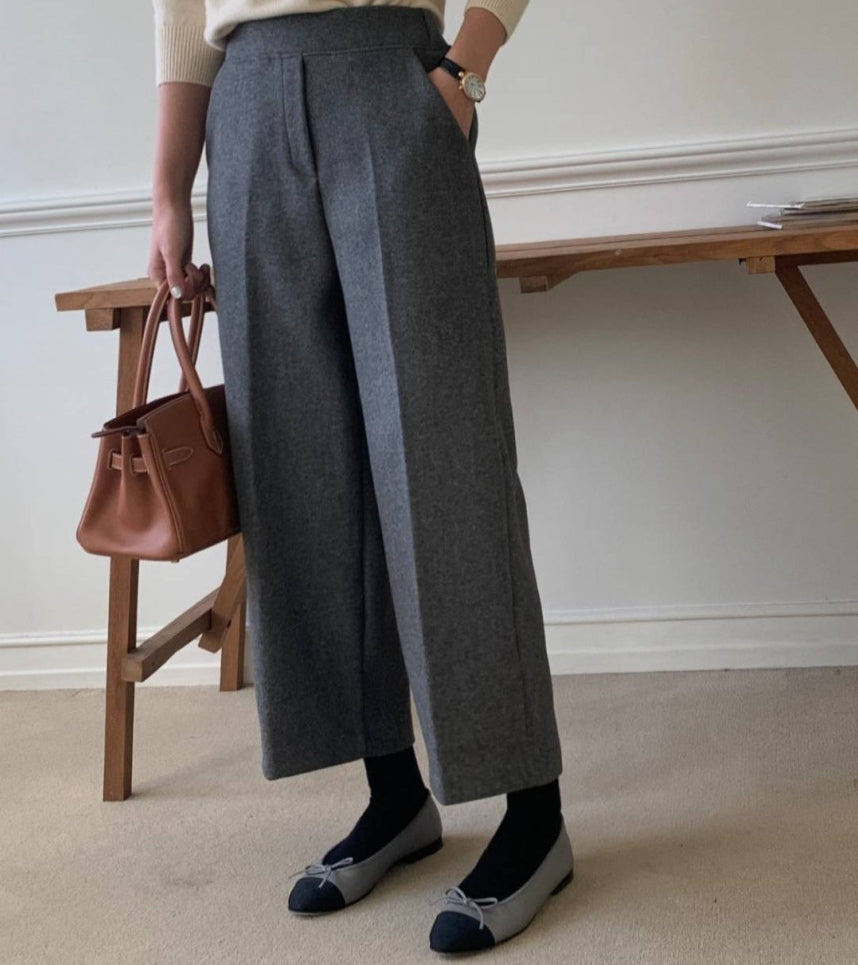 럭키룸 롱 뒷밴딩 울 팬츠(55~77)