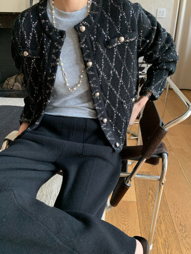 로우게이지 샤 자켓 가디건 (Low-Gauge Sheer Tweed Jacket Cardigan)