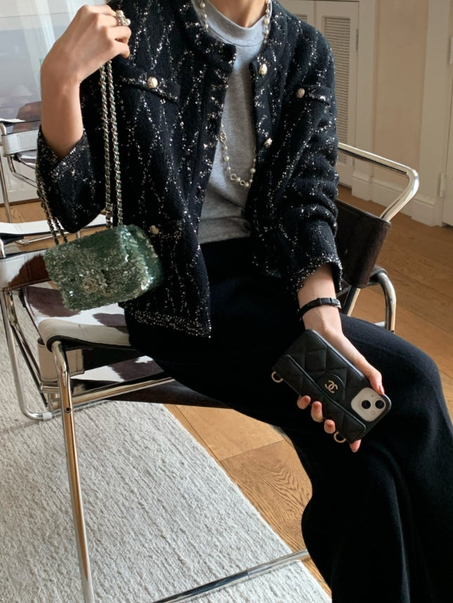 로우게이지 샤 자켓 가디건 (Low-Gauge Sheer Tweed Jacket Cardigan)