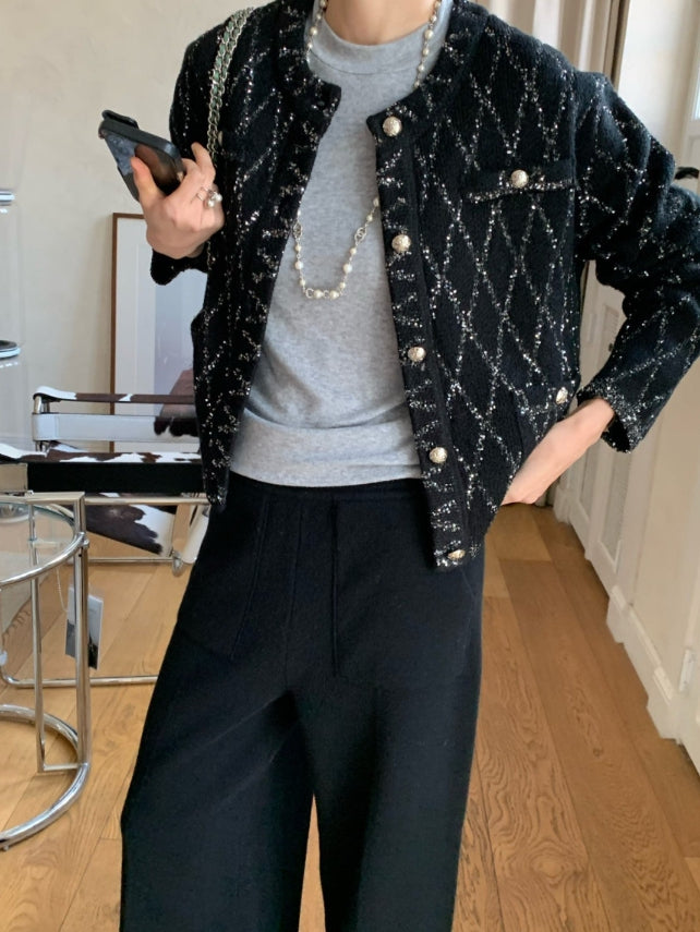 로우게이지 샤 자켓 가디건 (Low-Gauge Sheer Tweed Jacket Cardigan)