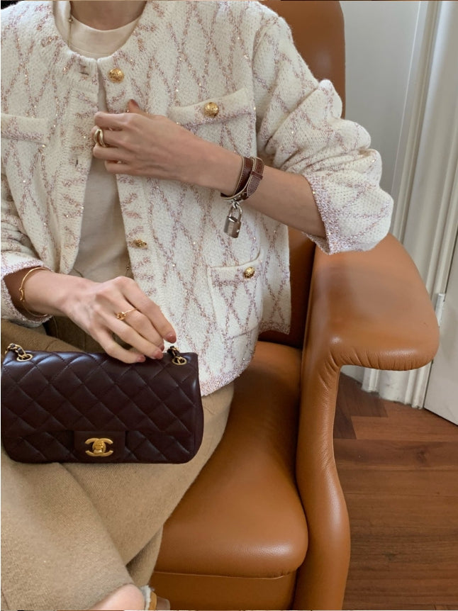 로우게이지 샤 자켓 가디건 (Low-Gauge Sheer Tweed Jacket Cardigan)