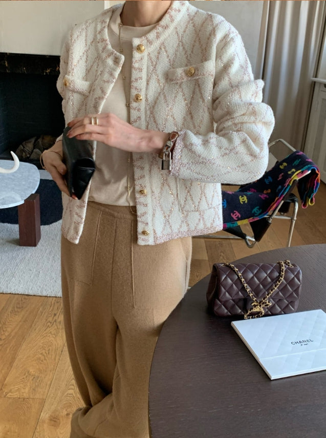 로우게이지 샤 자켓 가디건 (Low-Gauge Sheer Tweed Jacket Cardigan)