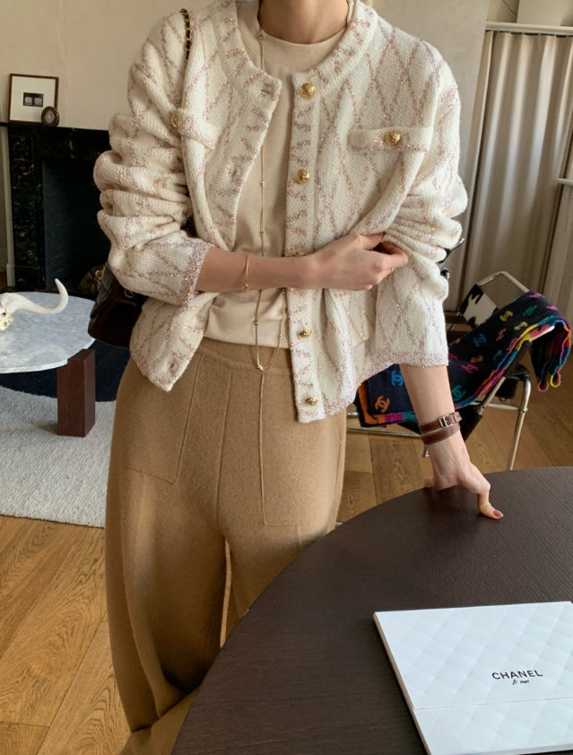 로우게이지 샤 자켓 가디건 (Low-Gauge Sheer Tweed Jacket Cardigan)