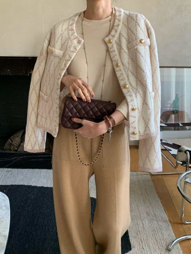 로우게이지 샤 자켓 가디건 (Low-Gauge Sheer Tweed Jacket Cardigan)