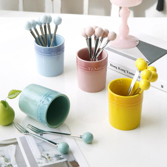 플라라 그라데이션 티포크 세트 (6P + 보관함) – 4 Colors Plara Gradient Tea Fork Set (6 Forks + Holder) – 4 Colors