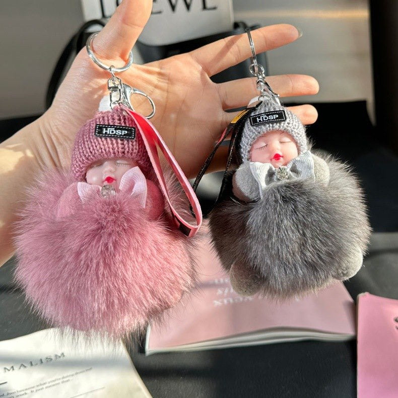 눈감은 아기퍼 키링