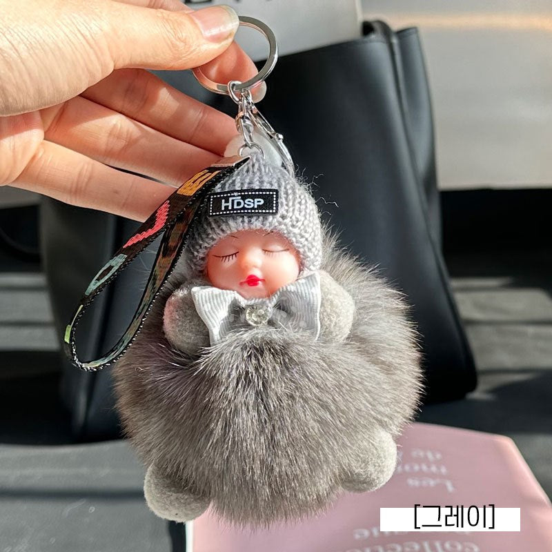 눈감은 아기퍼 키링