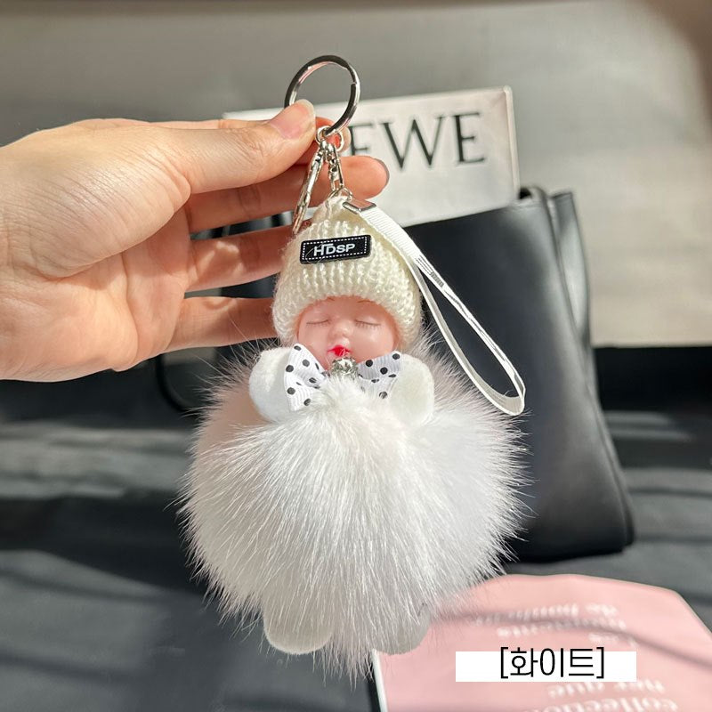 눈감은 아기퍼 키링