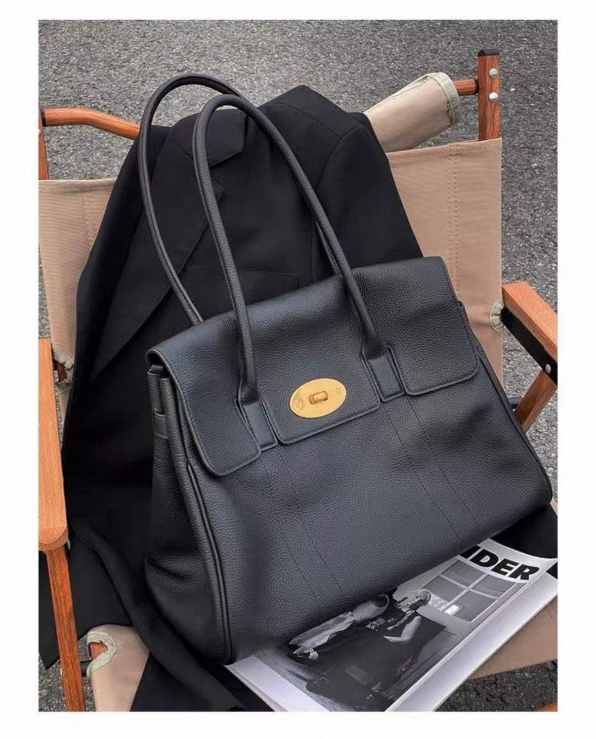 클래식 레더 락 토트백  Classic Leather Lock Tote