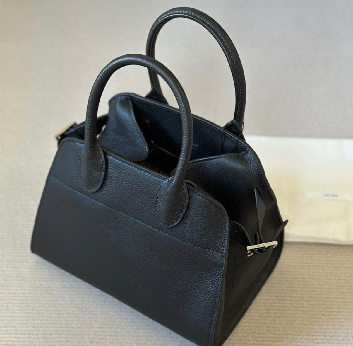 Minimal Pebbled Leather Small Tote Bag, Structured Top Handle Everyday Handbag
