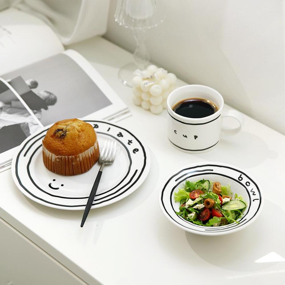 플라라 카툰 스마일 3종세트 – 접시, 쿠프, 머그컵 (Plara Cartoon Smile 3-Piece Set – Plate, Bowl & Mug)