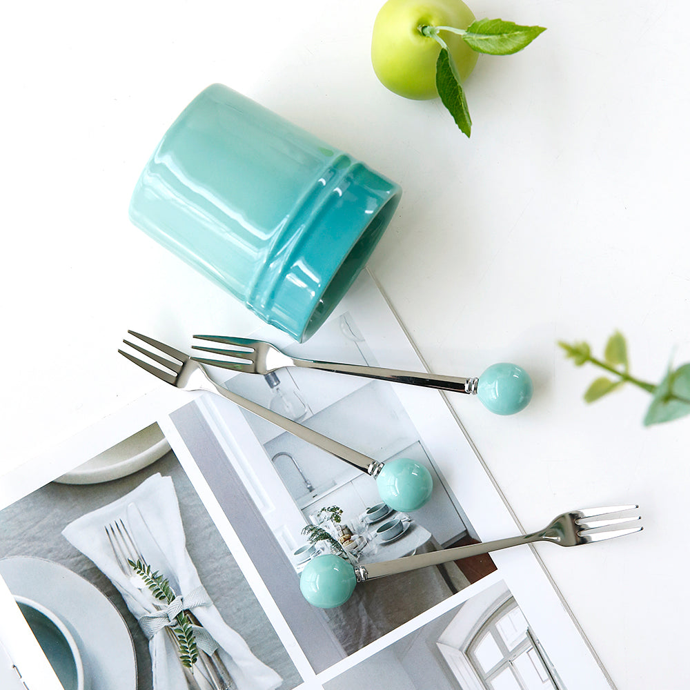 플라라 그라데이션 티포크 세트 (6P + 보관함) – 4 Colors Plara Gradient Tea Fork Set (6 Forks + Holder) – 4 Colors