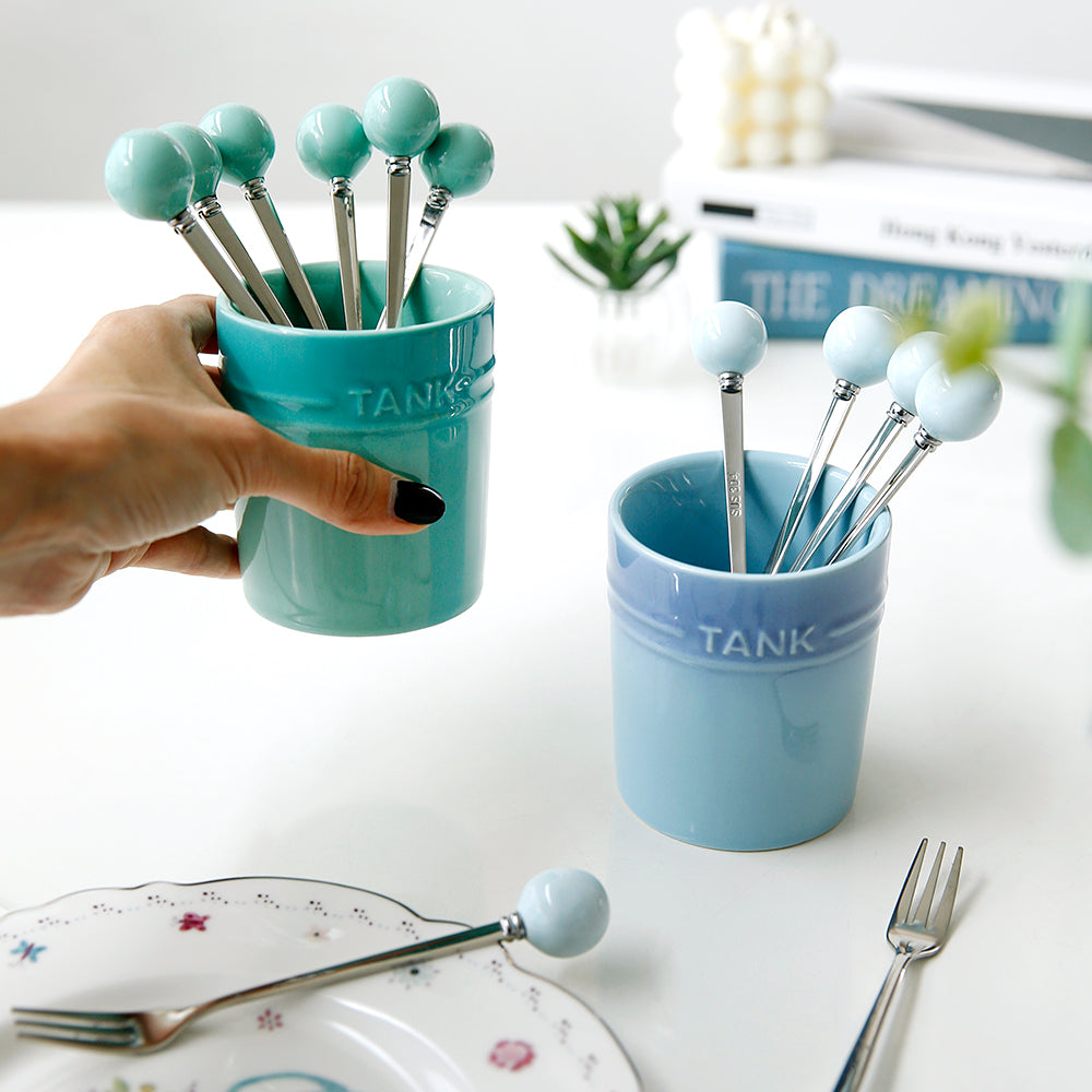 플라라 그라데이션 티포크 세트 (6P + 보관함) – 4 Colors Plara Gradient Tea Fork Set (6 Forks + Holder) – 4 Colors