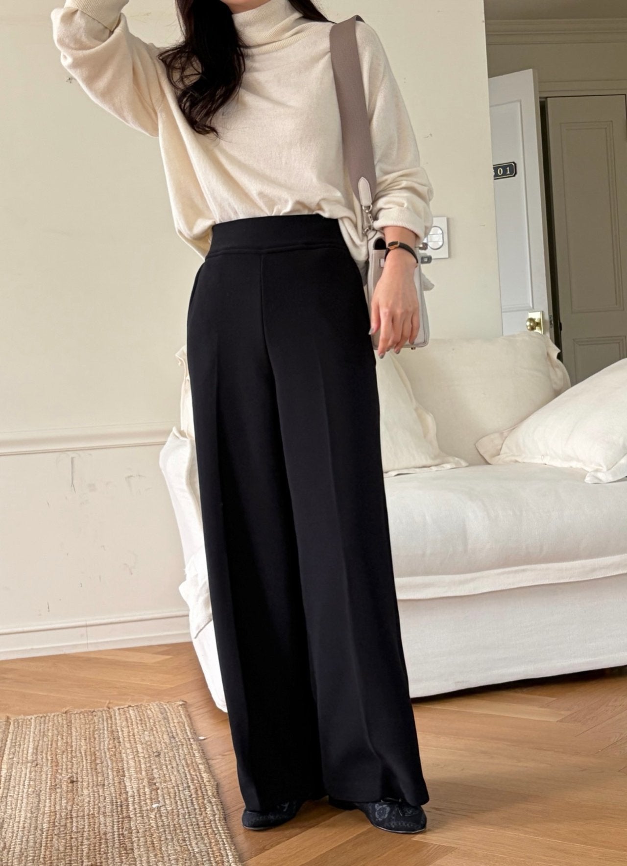 럭키룸 밍크 빅밴드 와이드 팬츠