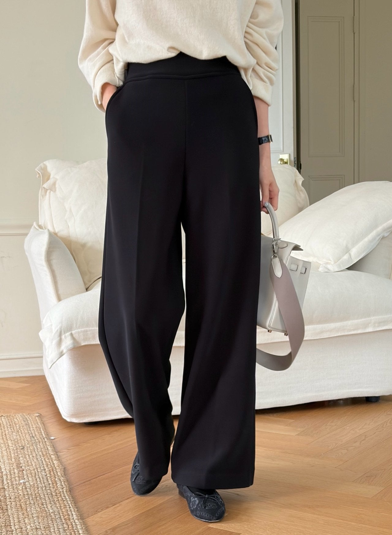 럭키룸 밍크 빅밴드 와이드 팬츠